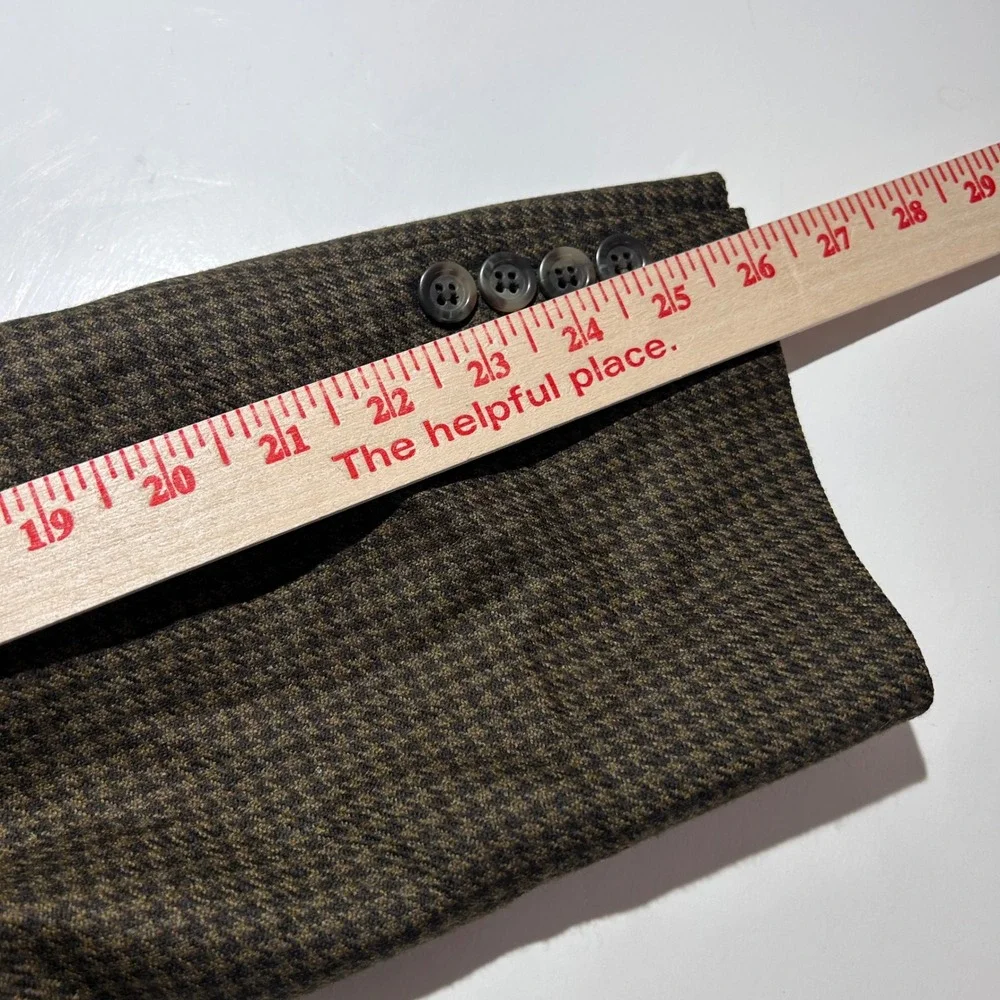 Jack Victor 46L Vitalewood Sport Coat 100% Wool Brown Houndstooth Three Button